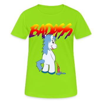 badass2 - Women's Breathable T-Shirt - neon green - Front - AI Model Female 172 dark (172cm)