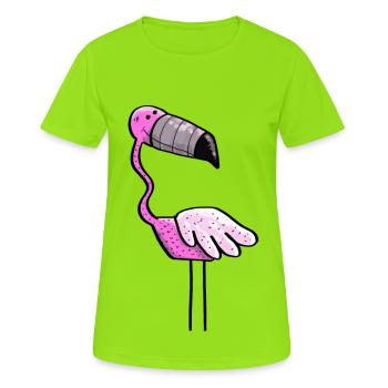 Flamingo Power - Vogel - Sommer - Pink - Frauen T-Shirt atmungsaktiv - Neongrün - Vorne - AI Model Female 172 dark (172cm)