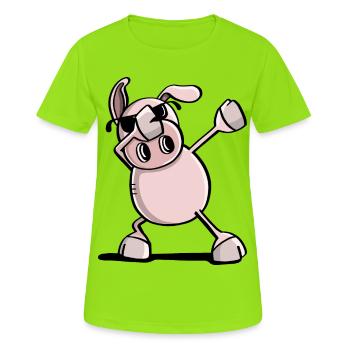 Cool Dab Dance Wutz - Dabbing Pig - Trend - Women's Breathable T-Shirt - neon green - Front - AI Model Female 172 dark (172cm)