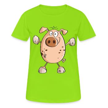 Saustarkes Schwein - Schweine - Eber - Bache - Frauen T-Shirt atmungsaktiv - Neongrün - Vorne - AI Model Female 172 dark (172cm)