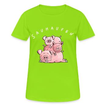 Little Booze I Fun Shirt Porc Animaux - T-shirt respirant Femme - vert néon - Devant - AI Model Female 172 dark (172cm)