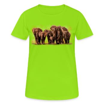 Eléphants - T-shirt respirant Femme - vert néon - Devant - AI Model Female 172 dark (172cm)