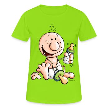 Bébé heureux - T-shirt respirant Femme - vert néon - Devant - AI Model Female 172 dark (172cm)