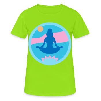 Yoga - Frauen T-Shirt atmungsaktiv - Neongrün - Vorne - AI Model Female 172 dark (172cm)