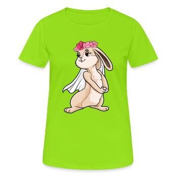 mariage avec voile de mariée lapin - T-shirt respirant Femme - vert néon - Devant - AI Model Female 172 dark (172cm)