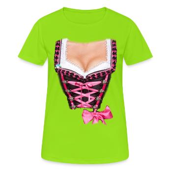 dirndl costume cleavage chest costume humor fun woman - Women's Breathable T-Shirt - neon green - Front - AI Model Female 172 dark (172cm)