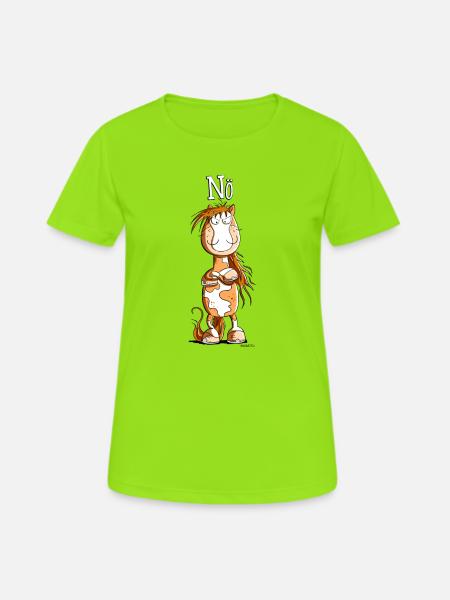 Nö Pferd I Einfach Nö Tiermotiv - Frauen T-Shirt atmungsaktiv - Neongrün