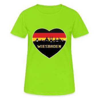 Wiesbaden Deutschland Deutsche Flagge Deutsche Flagge - Frauen T-Shirt atmungsaktiv - Neongrün - Vorne - AI Model Female 172 dark (172cm)