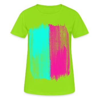 Pink Und Türkis Trendfarben Acrylfarbe Ich Liebe - Frauen T-Shirt atmungsaktiv - Neongrün - Vorne - AI Model Female 172 dark (172cm)