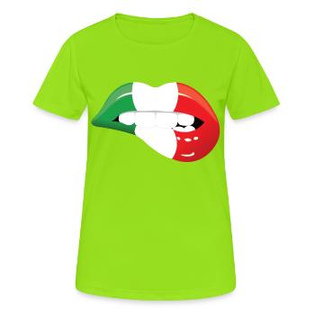 lèvres bouche bouche rouge bouche italie - T-shirt respirant Femme - vert néon - Devant - AI Model Female 172 dark (172cm)