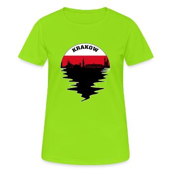 Cracovie Pologne Skyline Drapeau Polonais Voyage Souvenir - T-shirt respirant Femme - vert néon - Devant - AI Model Female 172 dark (172cm)