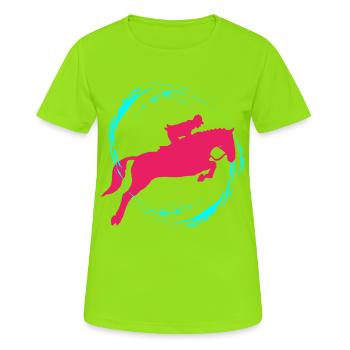 équitation - T-shirt respirant Femme - vert néon - Devant - AI Model Female 172 dark (172cm)