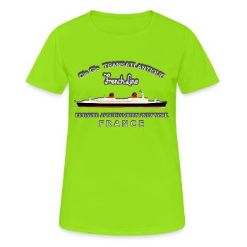 KREUZFAHRTSCHIFF FRANKREICH - Frauen T-Shirt atmungsaktiv - Neongrün - Vorne - AI Model Female 172 dark (172cm)