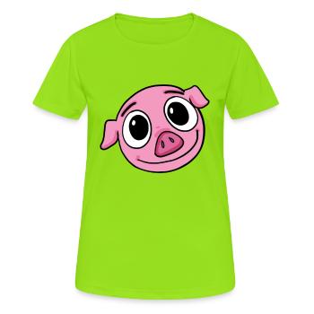 Porc - T-shirt respirant Femme - vert néon - Devant - AI Model Female 172 dark (172cm)