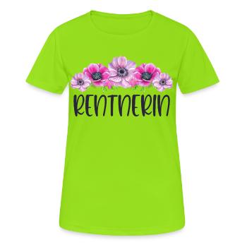 Rentnerin Rente Ruhestand Rentner Blumen - Frauen T-Shirt atmungsaktiv - Neongrün - Vorne - AI Model Female 172 dark (172cm)