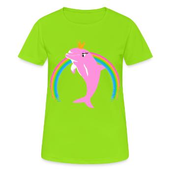 Rainbow Dolphin Golden Crown Pink - Women's Breathable T-Shirt - neon green - Front - AI Model Female 172 dark (172cm)