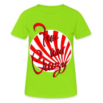 amusant et fou rouge blanc rayé - T-shirt respirant Femme - vert néon - Devant - AI Model Female 172 dark (172cm)