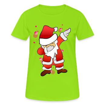 Dabbing Nikolaus - Frauen T-Shirt atmungsaktiv - Neongrün - Vorne - AI Model Female 172 dark (172cm)