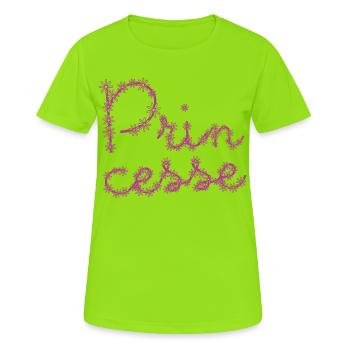 Princesse avec des fleurs ! ma princesse - T-shirt respirant Femme - vert néon - Devant - AI Model Female 172 dark (172cm)