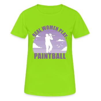 Paintball Paintballerin Gotcha Mädchen Geschenk - Frauen T-Shirt atmungsaktiv - Neongrün - Vorne - AI Model Female 172 dark (172cm)