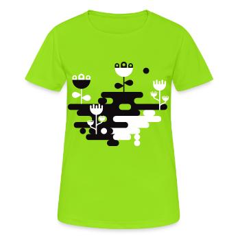Der Blob Garden L Schwarz &; Weiß - Frauen T-Shirt atmungsaktiv - Neongrün - Vorne - AI Model Female 172 dark (172cm)