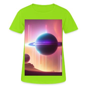 Weltall, Planeten - Frauen T-Shirt atmungsaktiv - Neongrün - Vorne - AI Model Female 172 dark (172cm)