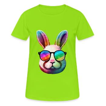 Lunettes de soleil Rainbow Prism Bunny - T-shirt respirant Femme - vert néon - Devant - AI Model Female 172 dark (172cm)