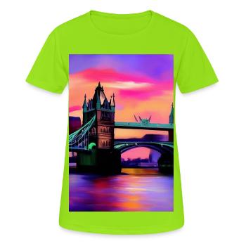 Brücken in London - Frauen T-Shirt atmungsaktiv - Neongrün - Vorne - AI Model Female 172 dark (172cm)