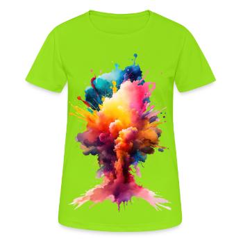 Color needs no words - Farbe braucht keine Worte - Frauen T-Shirt atmungsaktiv - Neongrün - Vorne - AI Model Female 172 dark (172cm)