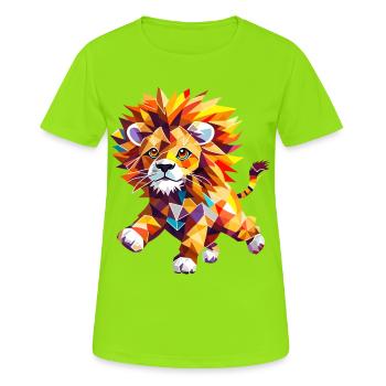 Geometric lion in a blaze of color - Women's Breathable T-Shirt - neon green - Front - AI Model Female 172 dark (172cm)