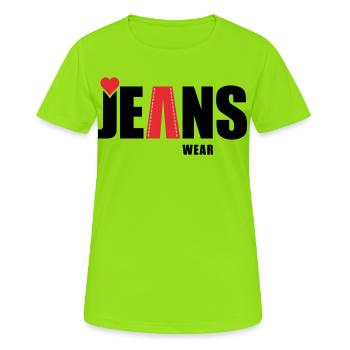 Jeans Wear Heart - T-shirt respirant Femme - vert néon - Devant - AI Model Female 172 dark (172cm)