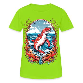 Créatures marines - T-shirt respirant Femme - vert néon - Devant - AI Model Female 172 dark (172cm)