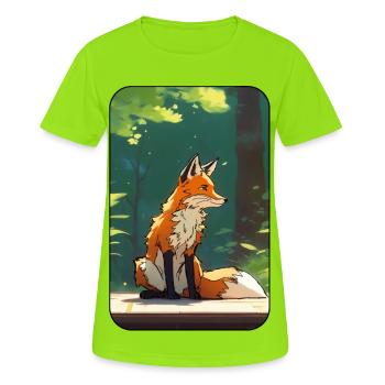 Fuchs im Wald - Frauen T-Shirt atmungsaktiv - Neongrün - Vorne - AI Model Female 172 dark (172cm)