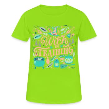 Witch in Training - Frauen T-Shirt atmungsaktiv - Neongrün - Vorne - AI Model Female 172 dark (172cm)