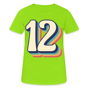 t-shirt rétro vintage numéro 12 douze Zwoelf - T-shirt respirant Femme - vert néon - Devant - AI Model Female 172 dark (172cm)