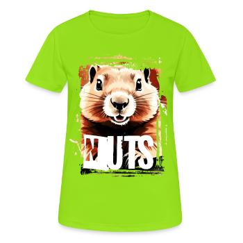 Noix d’écureuil Noix Noix - T-shirt respirant Femme - vert néon - Devant - AI Model Female 172 dark (172cm)