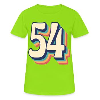 Vintage Retro T-Shirt Nummer 54 Vierundfünfzig - Frauen T-Shirt atmungsaktiv - Neongrün - Vorne - AI Model Female 172 dark (172cm)