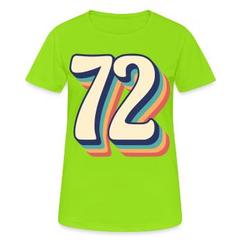 Vintage rétro T Shirt numéro 72 soixante-douze - T-shirt respirant Femme - vert néon - Devant - AI Model Female 172 dark (172cm)