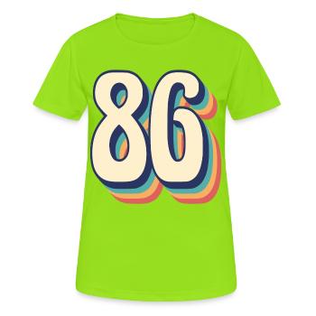 Vintage Retro T-Shirt Nummer 86 Eighty Six - Frauen T-Shirt atmungsaktiv - Neongrün - Vorne - AI Model Female 172 dark (172cm)