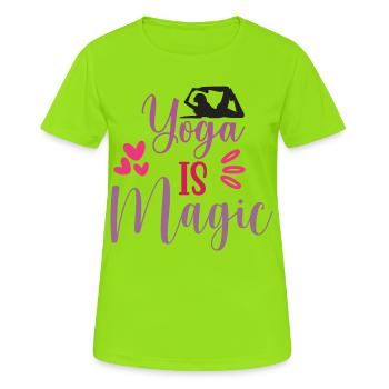 Yoga is Magic - Women's Breathable T-Shirt - neon green - Front - AI Model Female 172 dark (172cm)