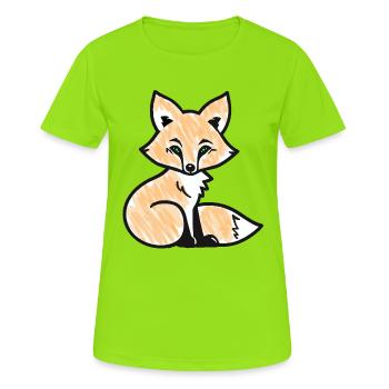 Renard roux (noir) - T-shirt respirant Femme - vert néon - Devant - AI Model Female 172 dark (172cm)