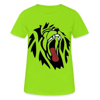 Löwe - Frauen T-Shirt atmungsaktiv - Neongrün - Vorne - AI Model Female 172 dark (172cm)