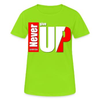 Ne jamais abandonner - T-shirt respirant Femme - vert néon - Devant - AI Model Female 172 dark (172cm)