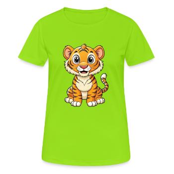 Bengal Tiger Cartoon Character Kawaii Clipart - Women's Breathable T-Shirt - neon green - Front - AI Model Female 172 dark (172cm)