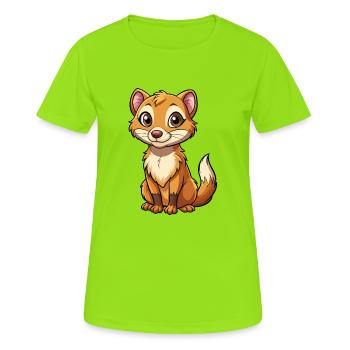 Ferret Cute Cartoon Character Kawaii Clipart - Women's Breathable T-Shirt - neon green - Front - AI Model Female 172 dark (172cm)