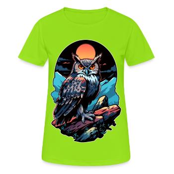 Great Owl Eagle Owl by Moonlight - Women's Breathable T-Shirt - neon green - Front - AI Model Female 172 dark (172cm)