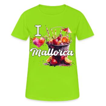 J’adore le cadeau de Majorque - T-shirt respirant Femme - vert néon - Devant - AI Model Female 172 dark (172cm)