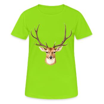 Süßer Hirschkopf - Frauen T-Shirt atmungsaktiv - Neongrün - Vorne - AI Model Female 172 dark (172cm)