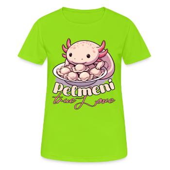 Axolotl Pelmeni wahre Liebe Geschenk - Frauen T-Shirt atmungsaktiv - Neongrün - Vorne - AI Model Female 172 dark (172cm)