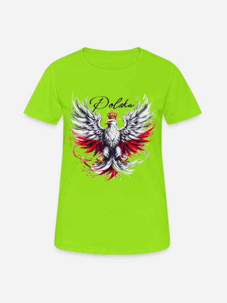 Poland Polska Polish Red White Eagle Golden Crown - Women's Breathable T-Shirt - neon green